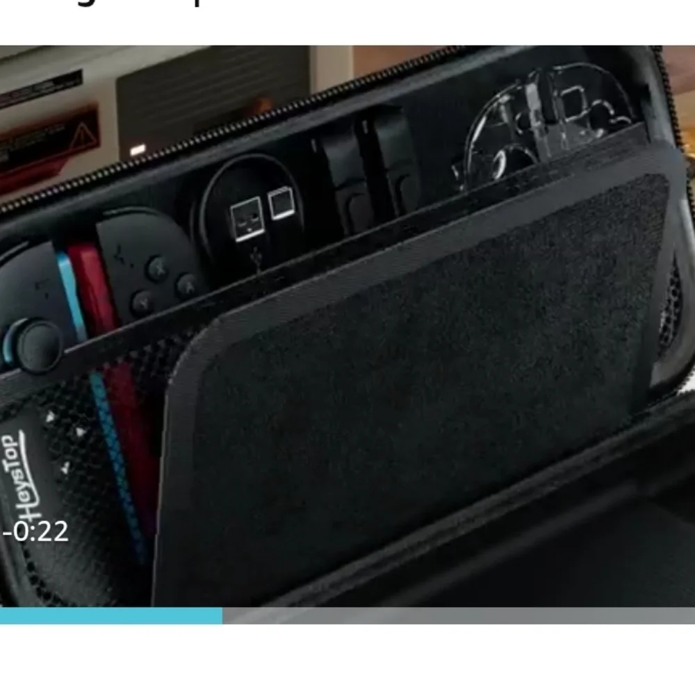 Portable Gaming Console Case with Red Accents